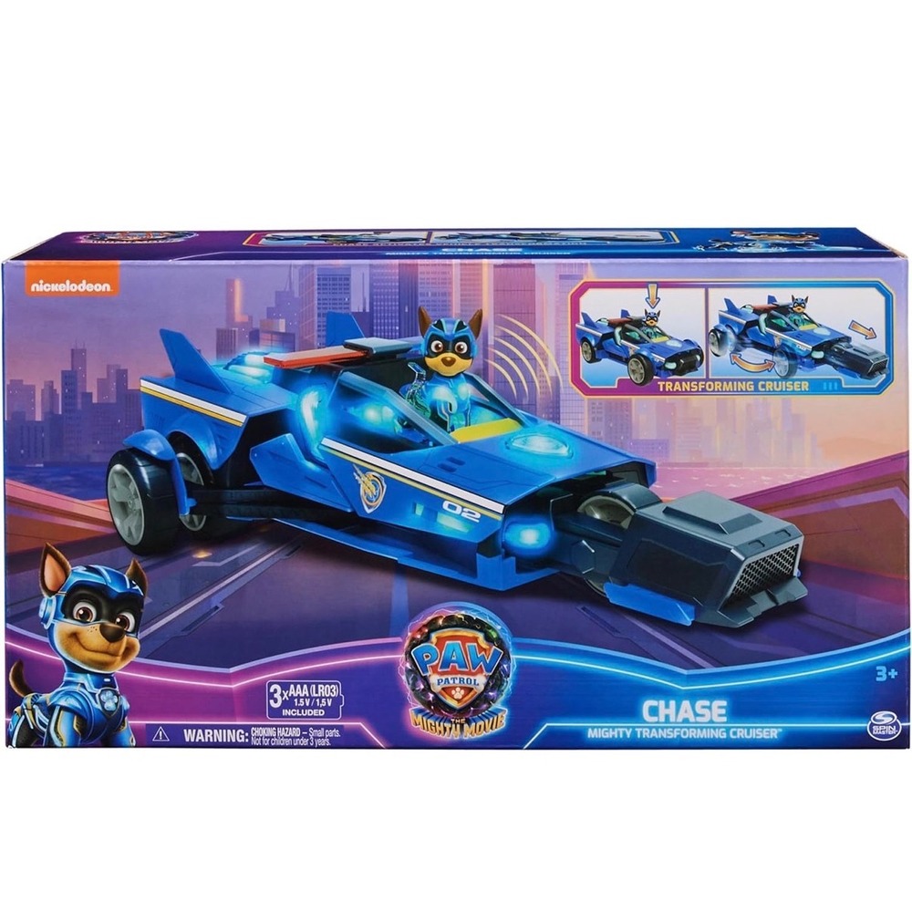Paw Patrol Chase Mighty Transforming Cruiser Blue Lights Sounds Kids Toy NIB - Picture 3 of 8